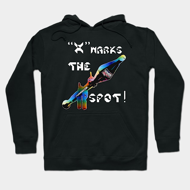 X Marks The Spot, v. White Text Hoodie by punchado